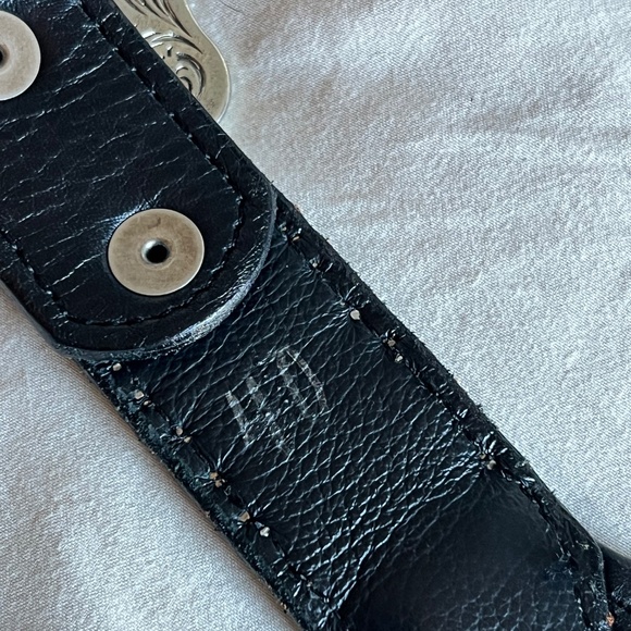 New! Double J Saddlery Black Snake Print Studded Wide Western Belt Ranch Style L - Picture 3 of 8